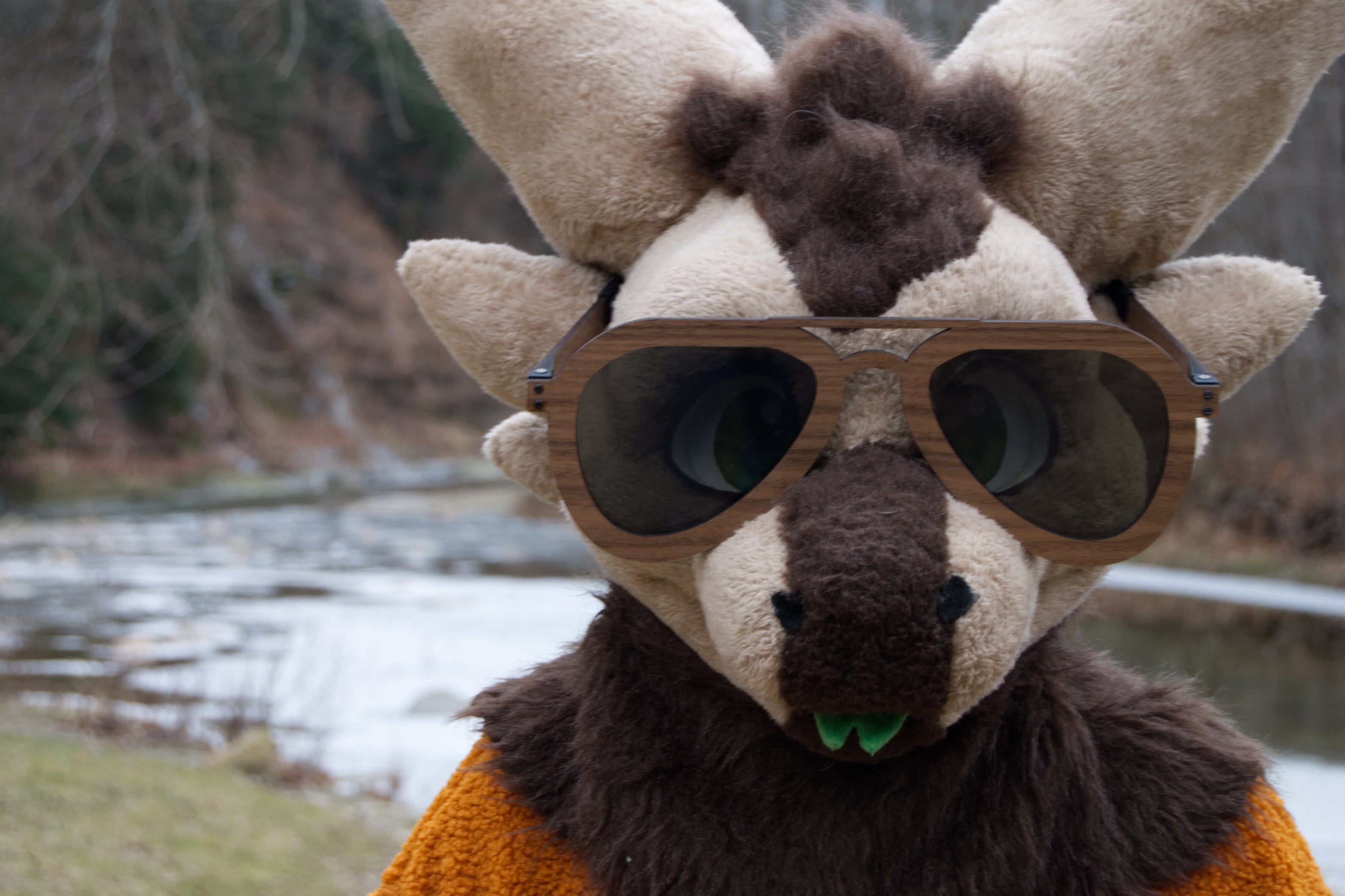Wooden Aviator Fursuit Glasses