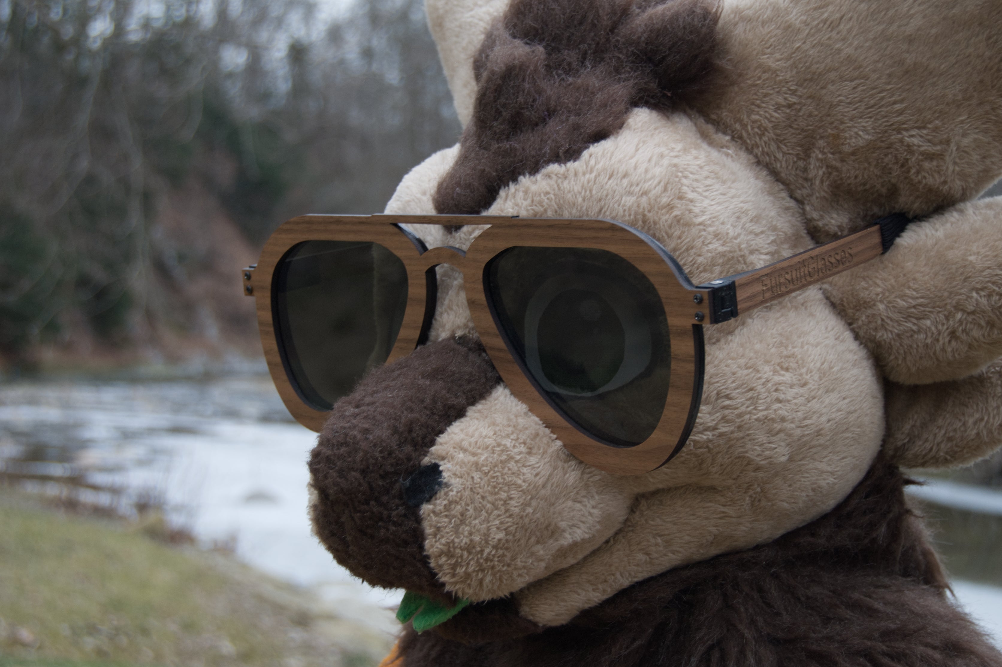 Wooden Aviator Fursuit Glasses